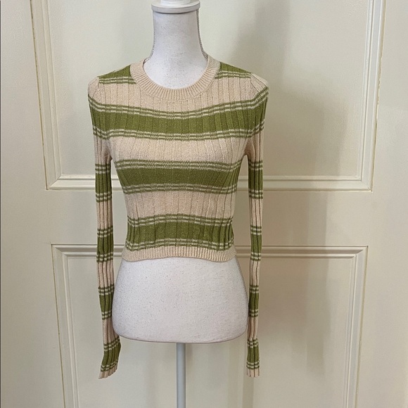 Billabong Olive and Beige Striped Long Sleeve Top - Picture 1 of 9